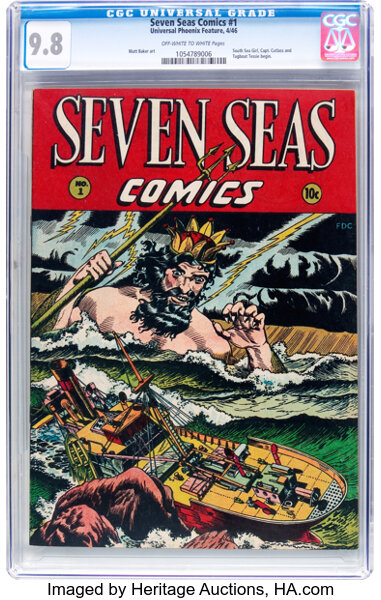 Golden Age (1938-1955):Adventure, Seven Seas Comics #1 (Universal Phoenix Feature, 1946) CGC NM/MT 9.8 Off-white to white pages....