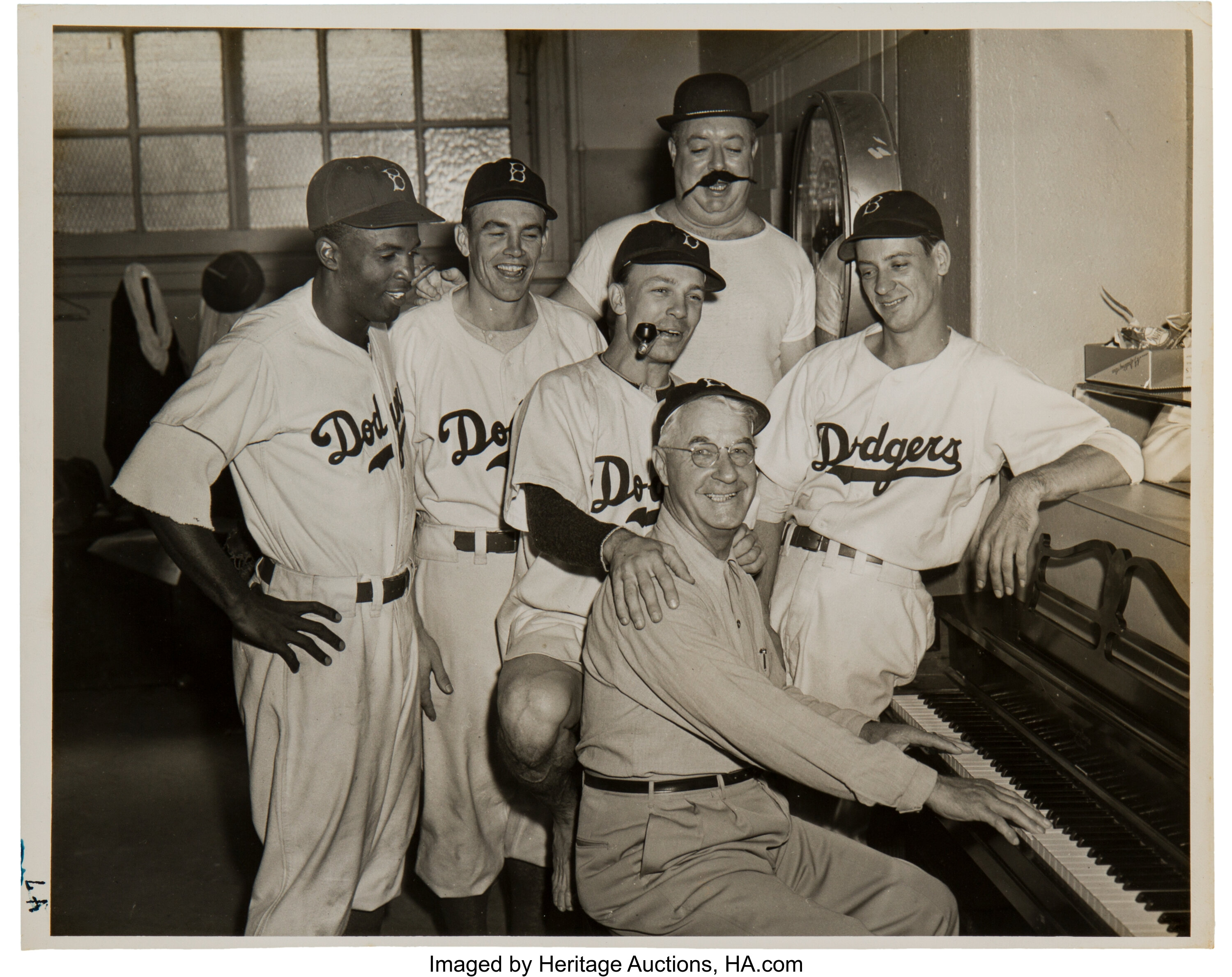 Sold at Auction: 1947 Brooklyn Dodgers Infield Dugout (Jackie Robinson  Debut) Signed and Inscribed Photograph