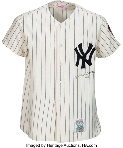 Circa 1990 Mickey Mantle No. 7 Signed Jersey. .  Baseball