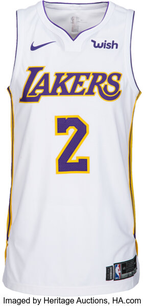 Lot Detail - 2017-18 LONZO BALL LOS ANGELES LAKERS (ROOKIE SEASON) GAME  WORN HOME JERSEY