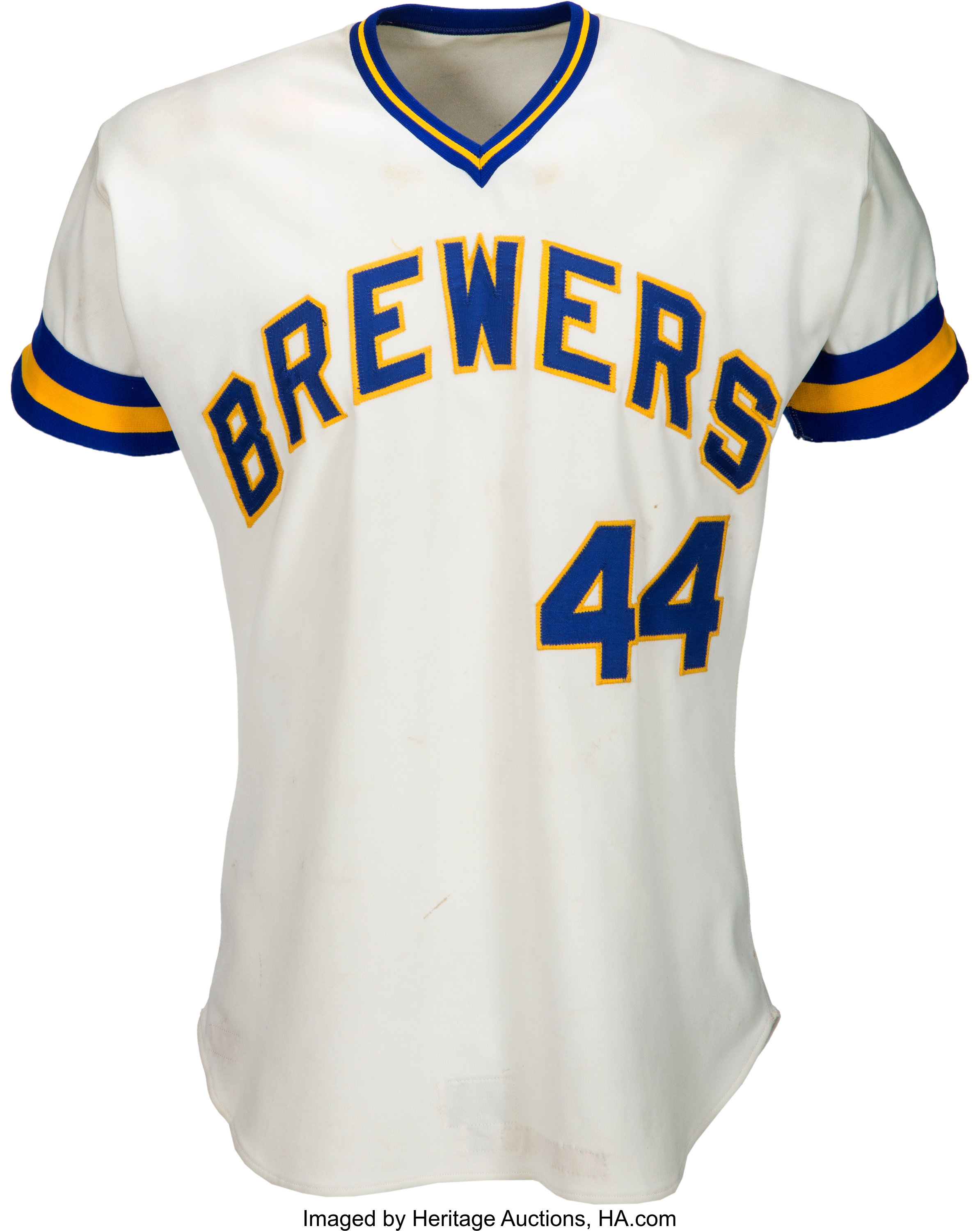 1976 AUTHENTIC VINTAGE HANK AARON BREWERS JERSEY MITCHELL NESS RARE SIZE  4XL 60