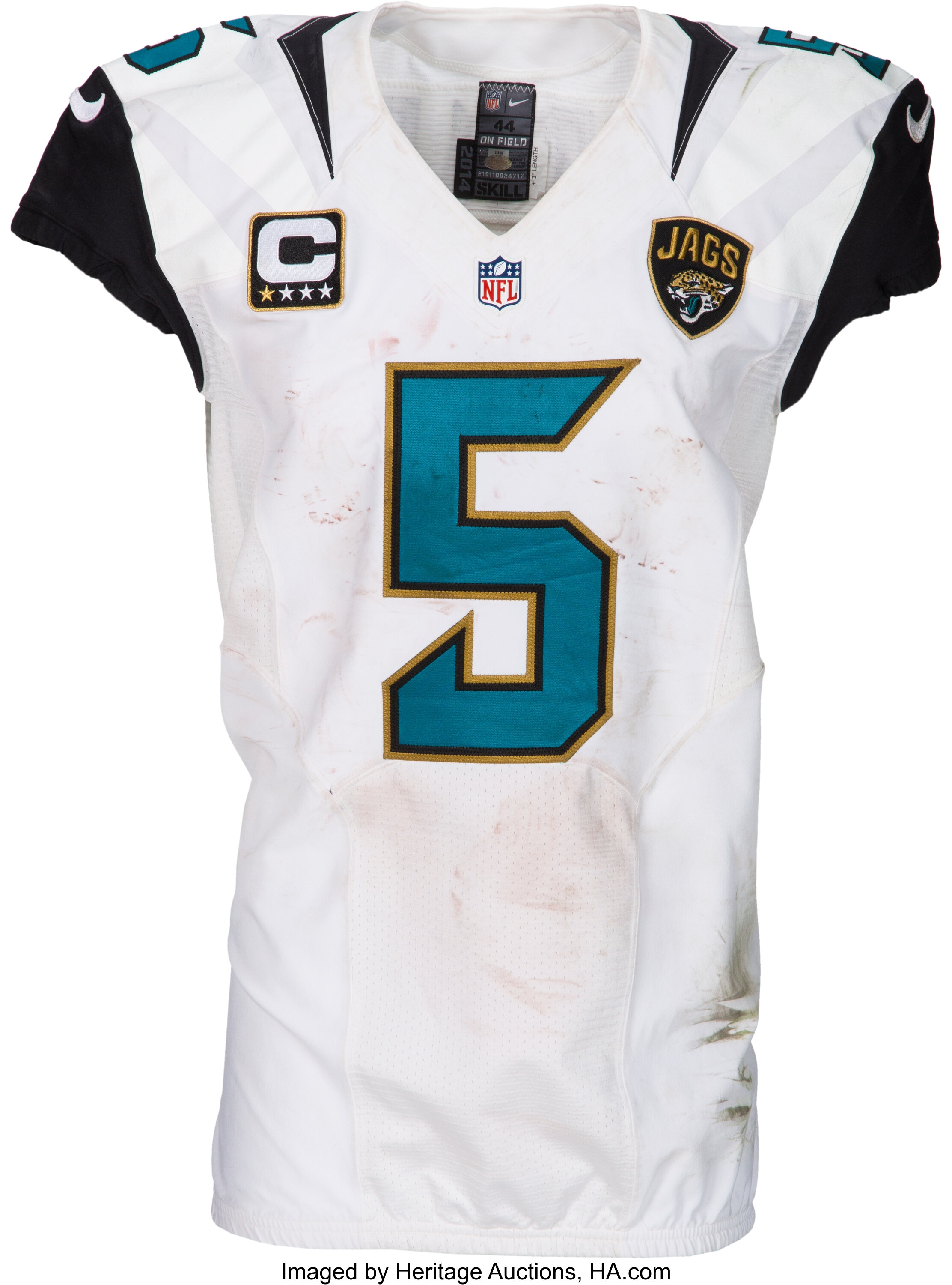 2015 Blake Bortles Game Worn, Unwashed Jacksonville Jaguars Jersey | #51258 | Heritage Auctions