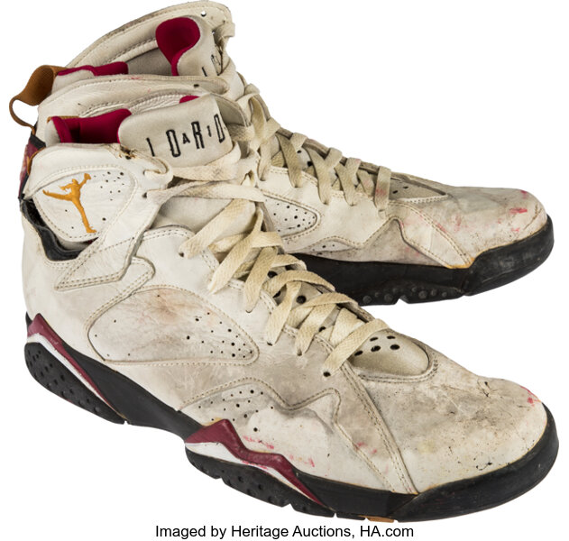 1992 Michael Jordan Game Worn Signed Air Jordan VII Sneakers