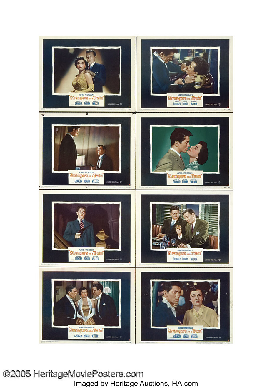 Strangers on a Train (Warner Brothers, 1951). Lobby Card Set of 8 | Lot ...