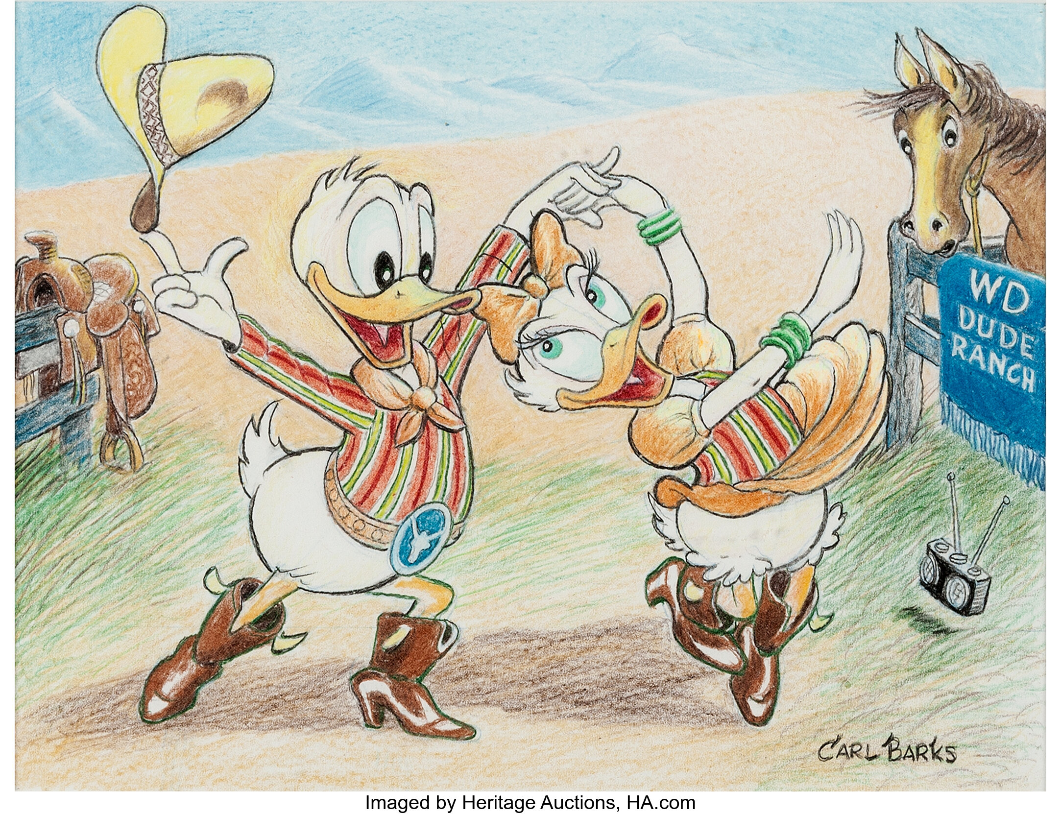 Carl Barks Dude Ranch Do Si Do Illustration Donald Duck And Daisy Lot 93026 Heritage Auctions