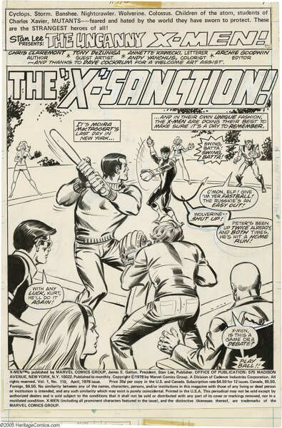 Original Comic Art:Splash Pages, Tony DeZuniga - X-Men #110 Splash Page 1 Original Art (Marvel, 1978). The Children of the Atom put saving the world aside fo...