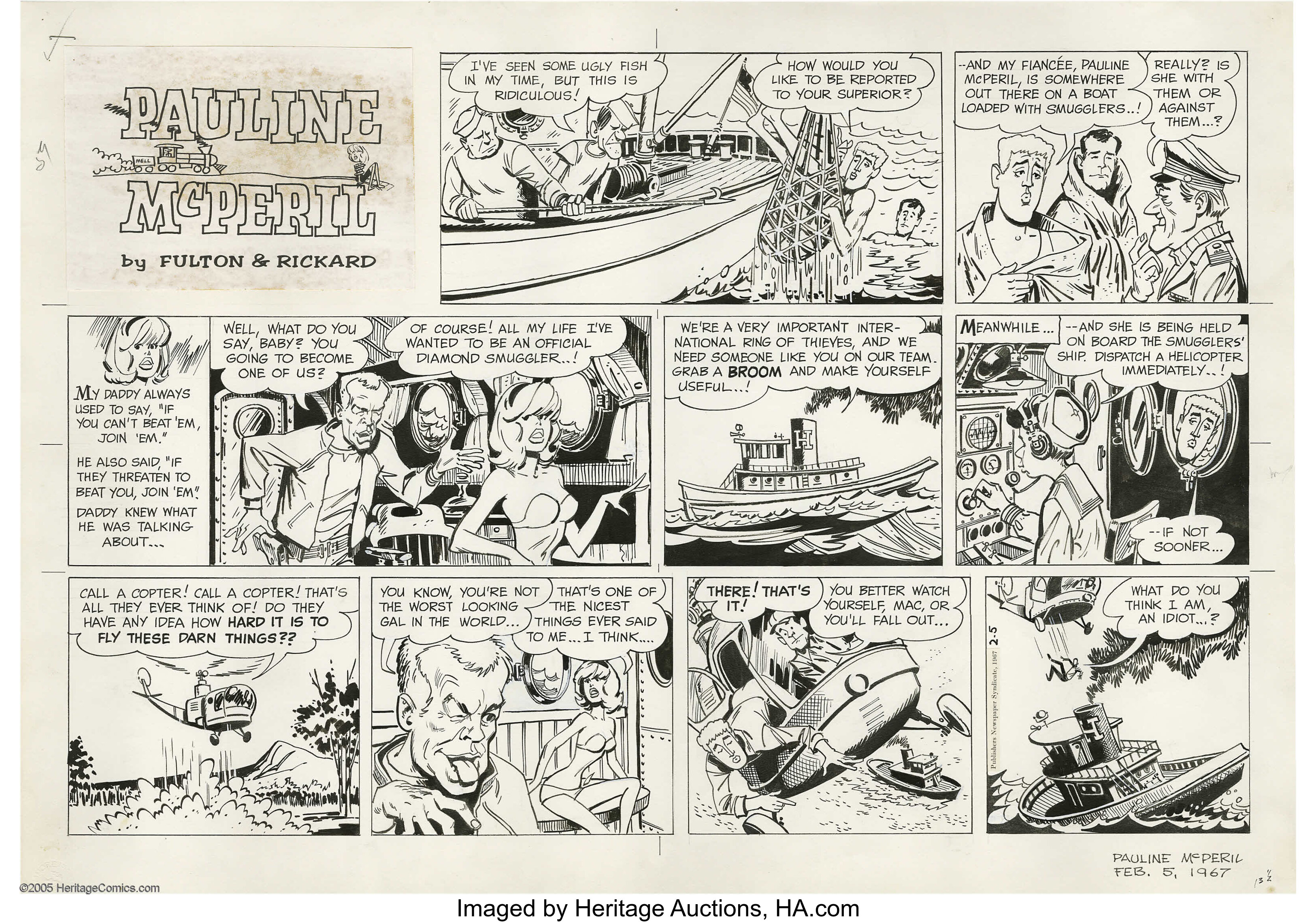 Jack Rickard - Pauline McPeril Sunday Comic Strip Original Art, | Lot ...