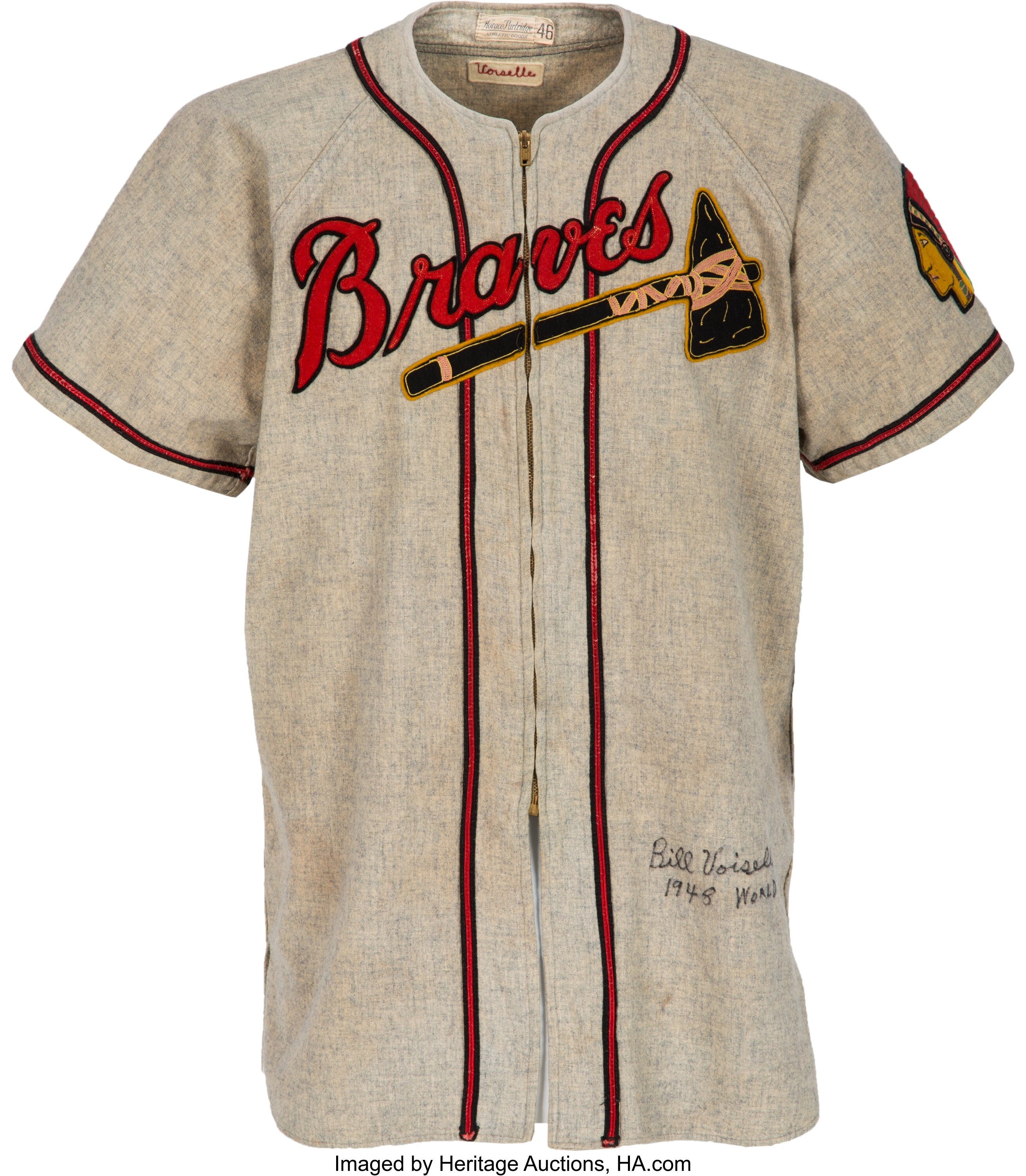 Circa 1948 Bill Voiselle Game Worn & Signed Boston Braves Uniform