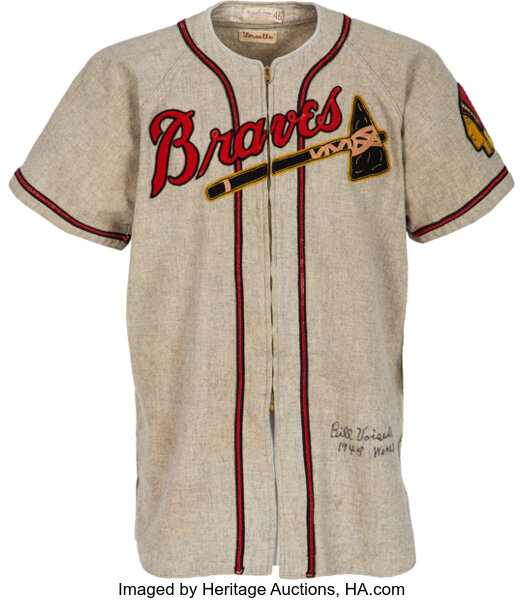 Two men in Boston Braves baseball uniforms