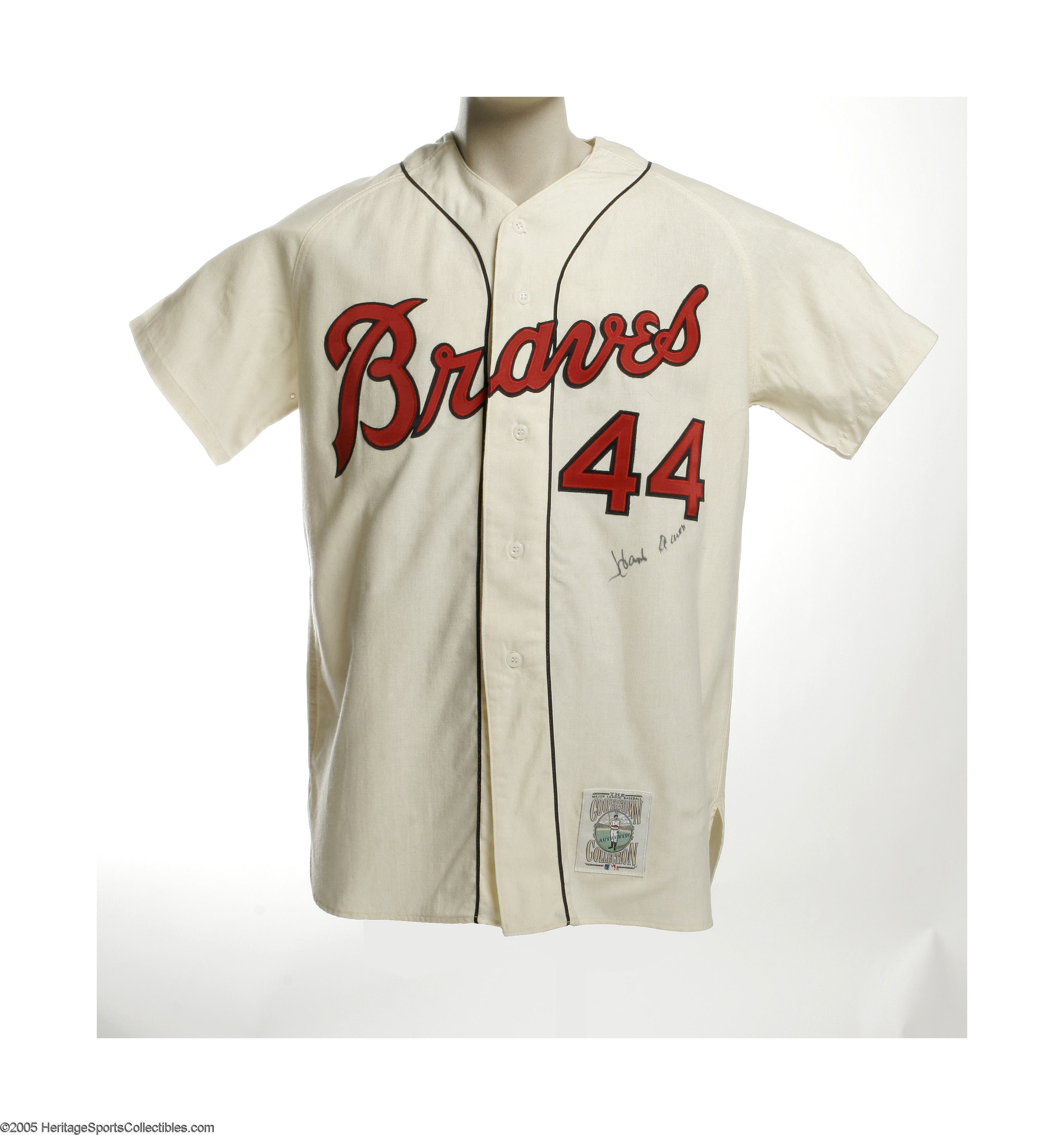 Hank Aaron Signed Authentic Mitchell & Ness Throwback Braves