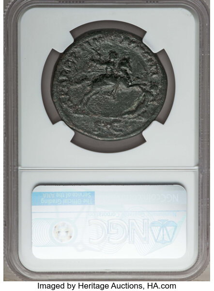 Ancients: Trajan (AD 98-117). AE sestertius (27.25 gm). NGC VF 5/5