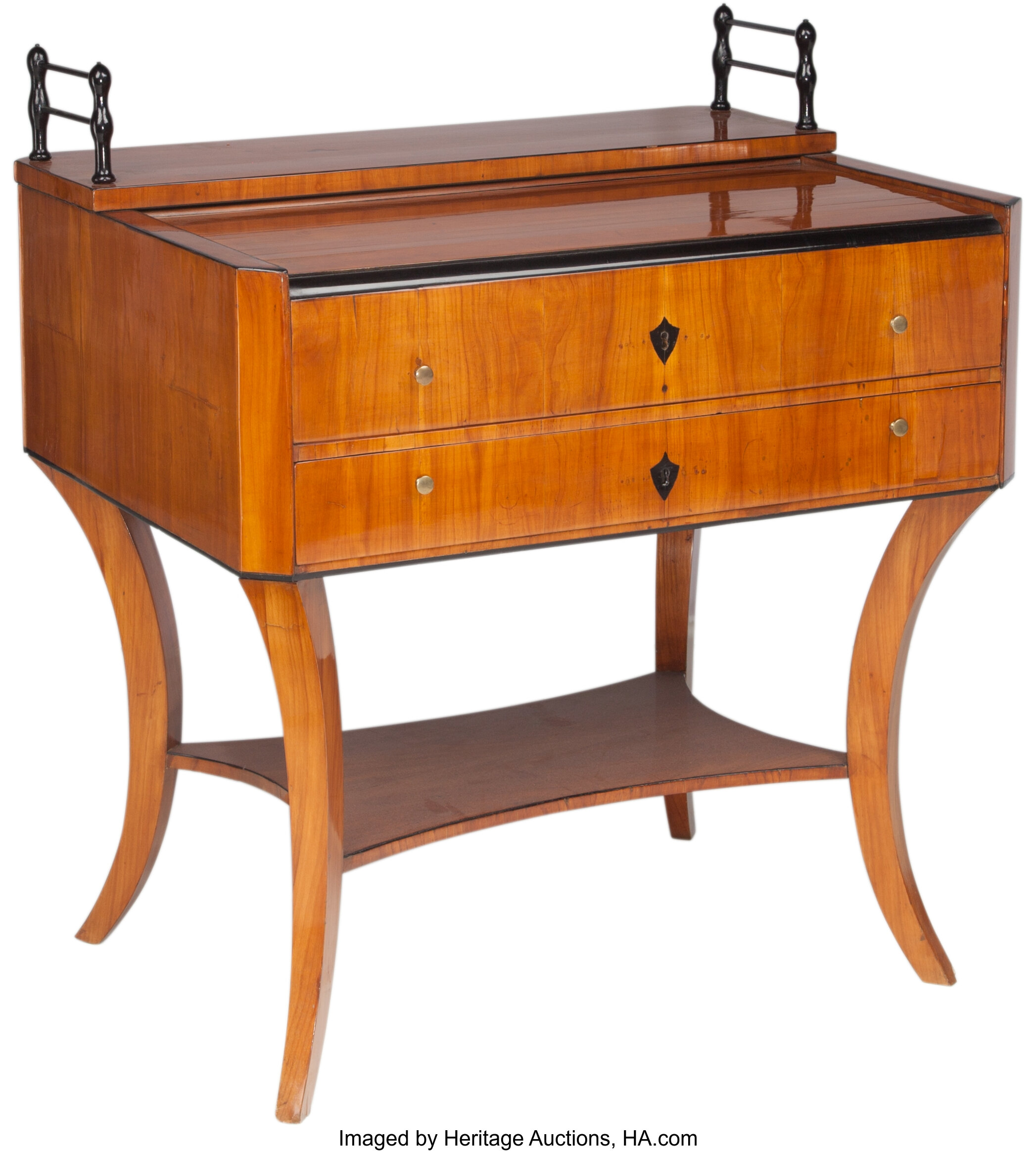 A Unique German Biedermeier Cherry Roll Top Desk South Germany