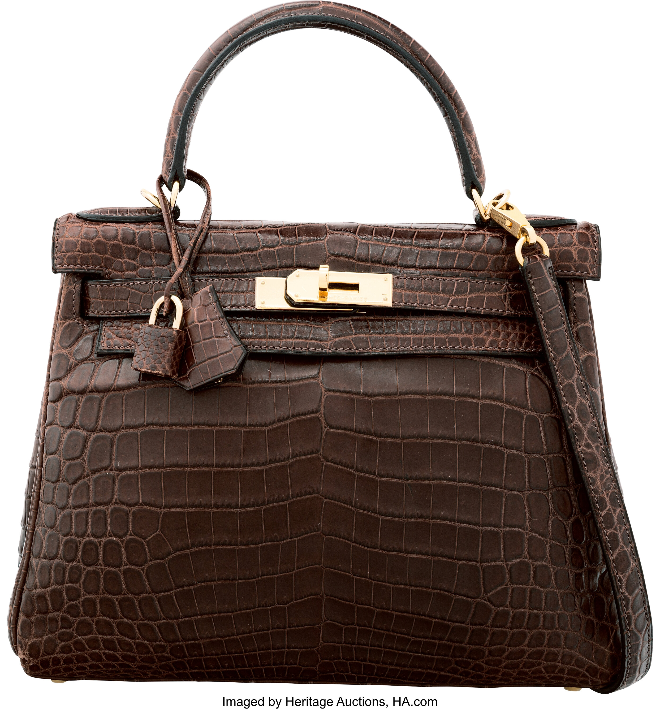 Hermès Kelly Muff Matte Havane Nilo Crocodile and Mink Bag with