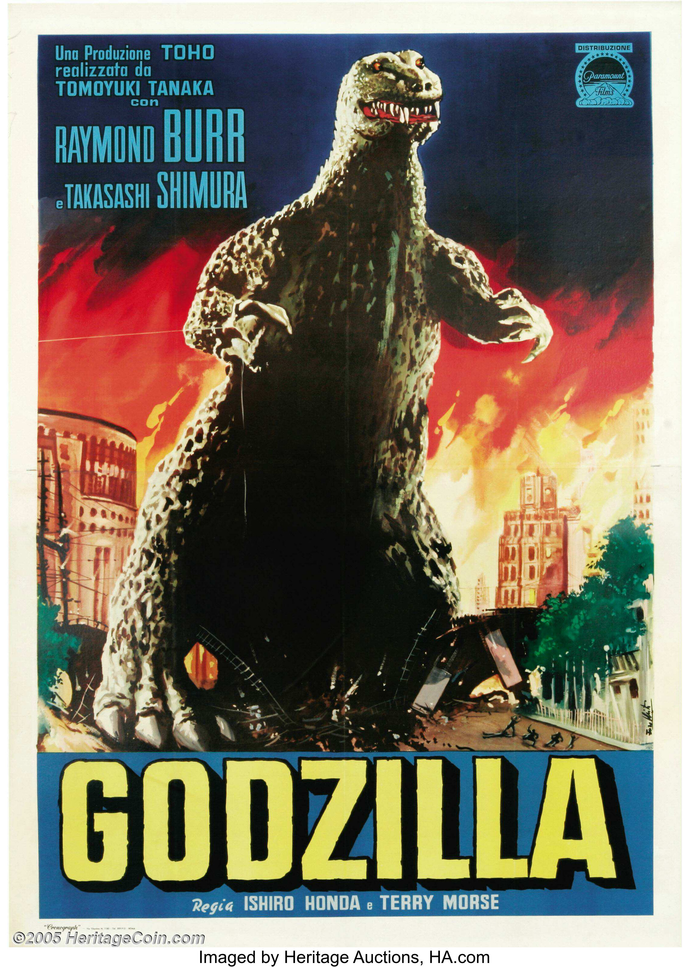 Godzilla Toho 1956 Italian Poster 55 X 78 In 1954 Toho