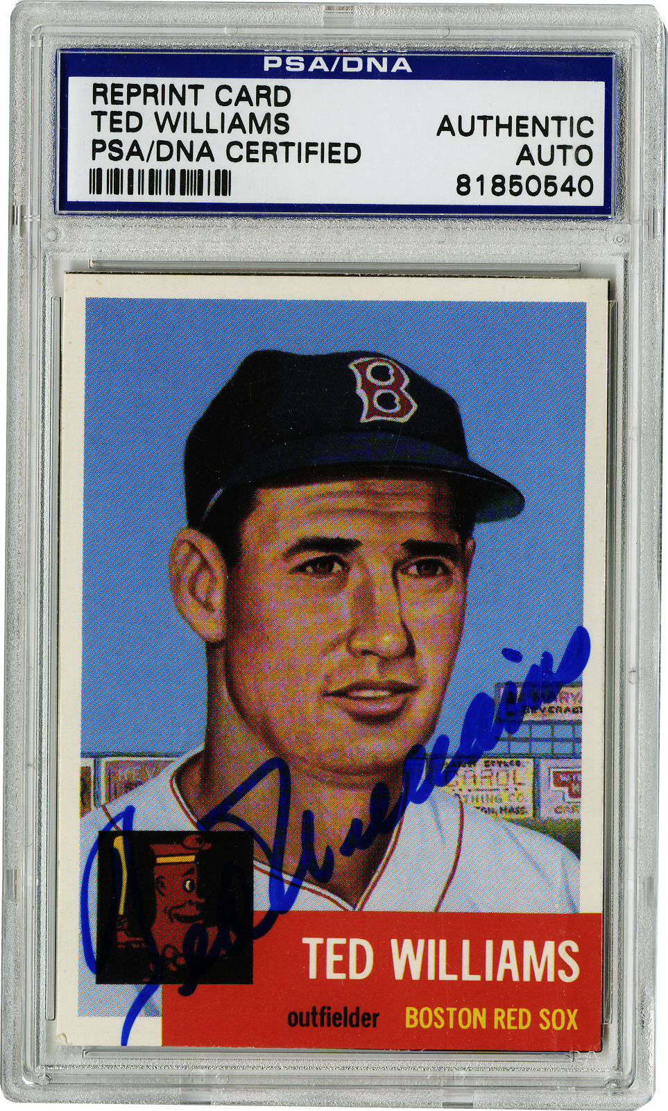 Ted Williams Signed 1953 Reprint Card, PSA Authentic. The greatest