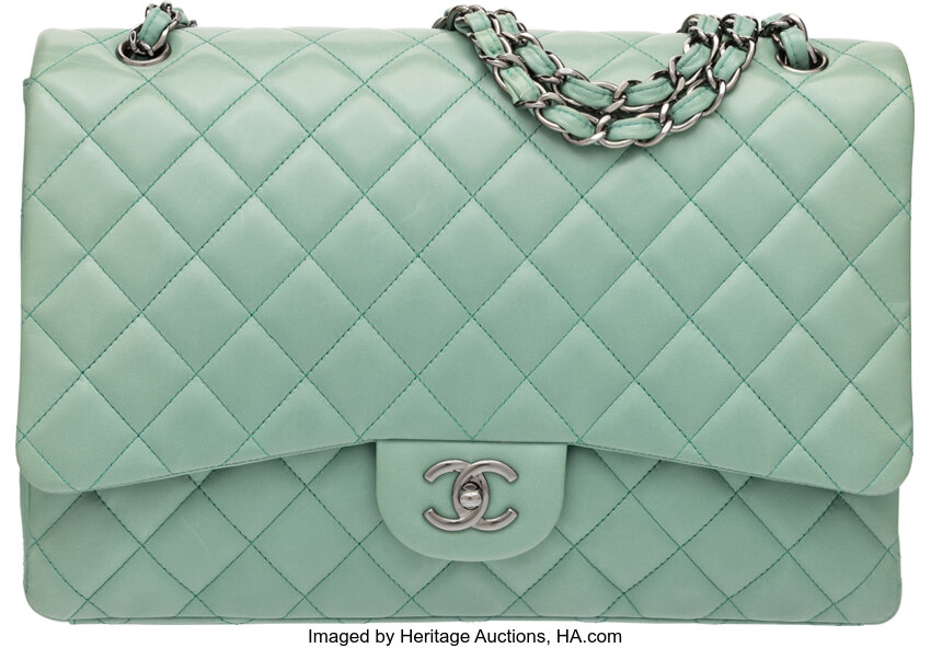 Chanel Lambskin Leather and Snake Skin Small Mixed Patchwork Mint Green  Flap Bag - Luxury In Reach