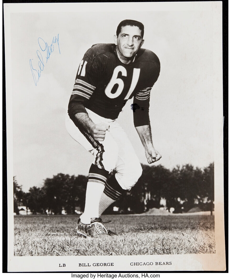 Bill George Chicago Bears Signed Team Issued Photograph