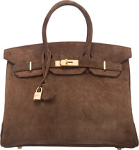 Sold at Auction: Hermes 35cm Brown Custom Hand Painted Birkin