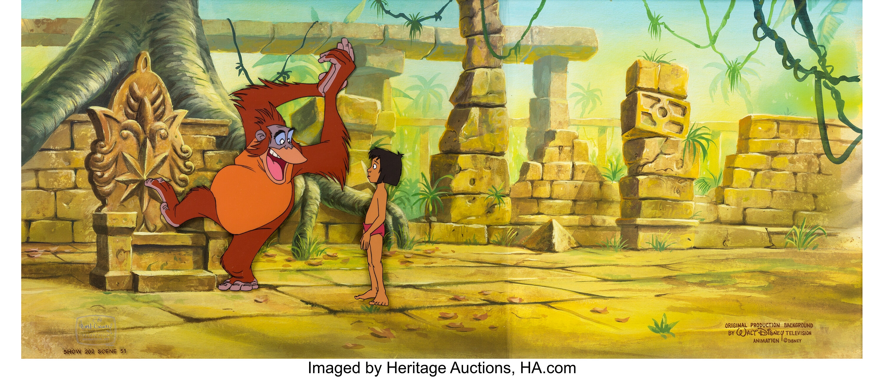 Jungle Cubs Mowgli and King Louie Production Cel Setup on Master | Lot ...