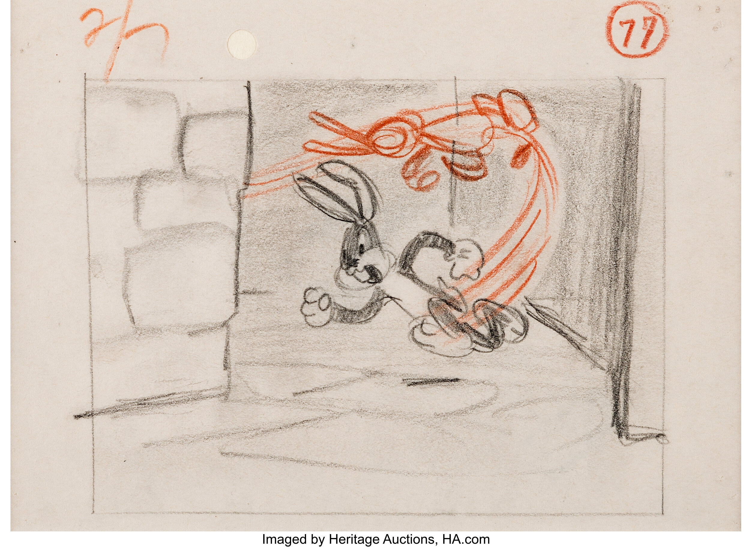 Hare Raising Hare Bugs Bunny Storyboard Drawing (Warner Brothers, | Lot ...