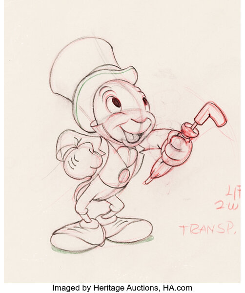 pinocchio jiminy cricket drawing