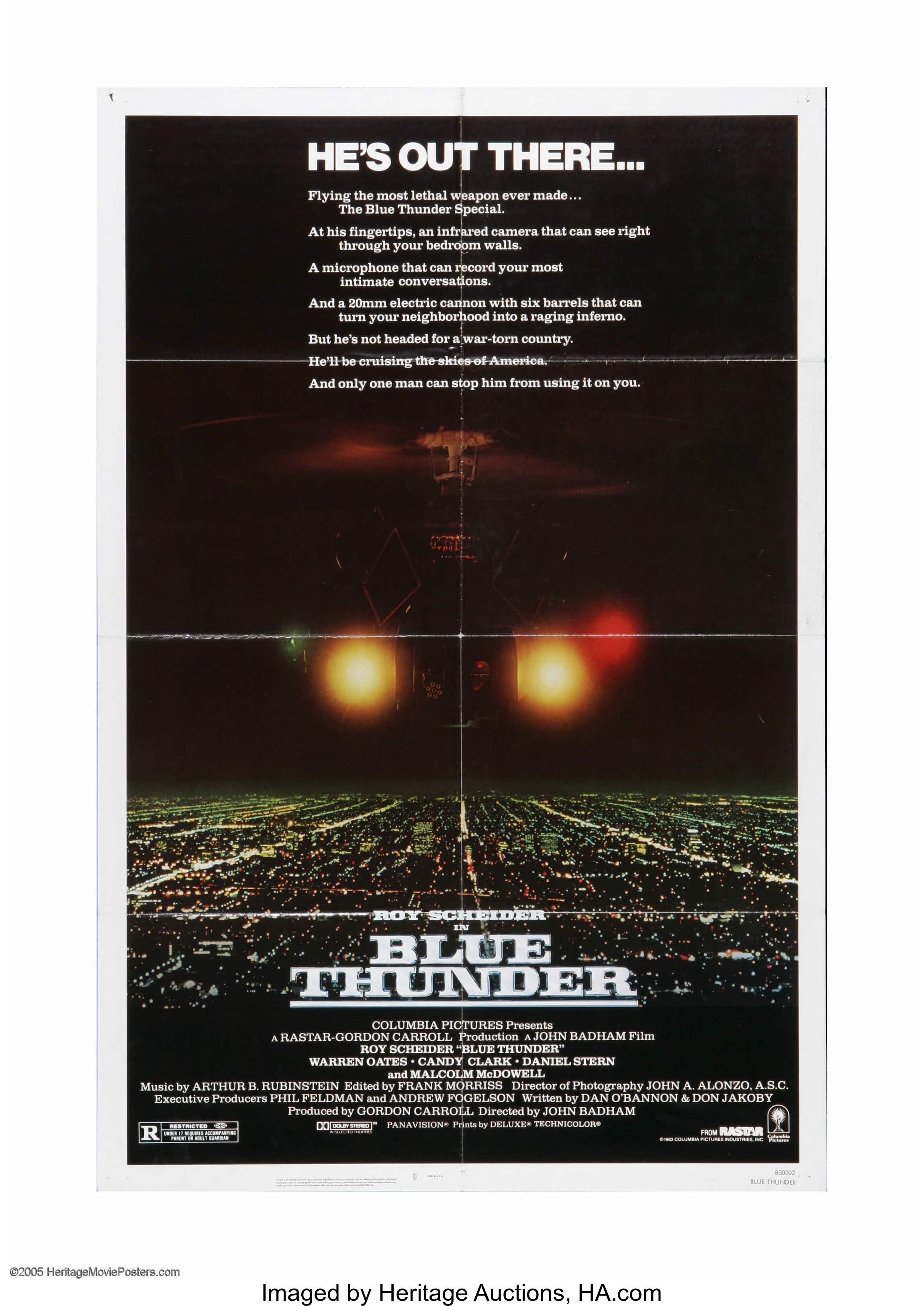 Blue Thunder (Columbia, 1983). One Sheet (27 X 41). Offered here, Lot  #24017