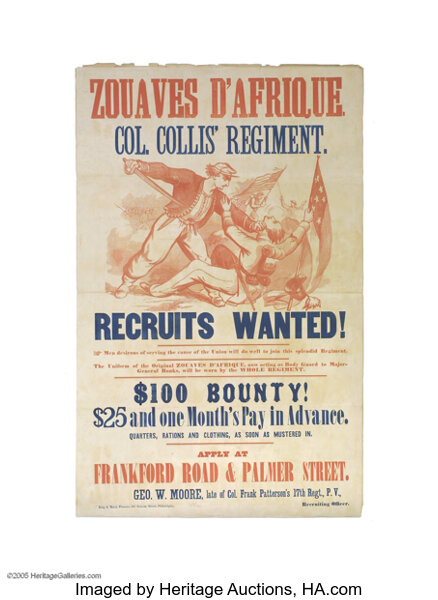 The Finest Civil War Recruiting Poster We Have Ever Handled Large