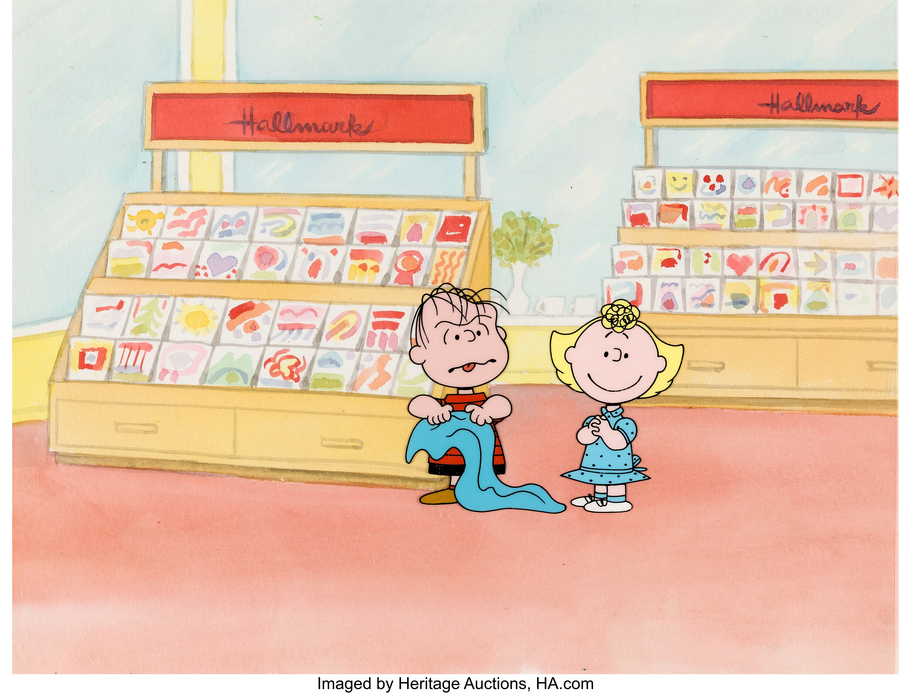 Peanuts Linus and Sally Hallmark Commercial Production Cel and Key