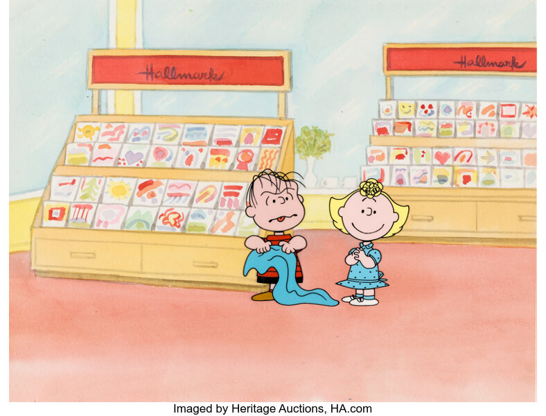 Peanuts Linus and Sally Hallmark Commercial Production Cel and Key