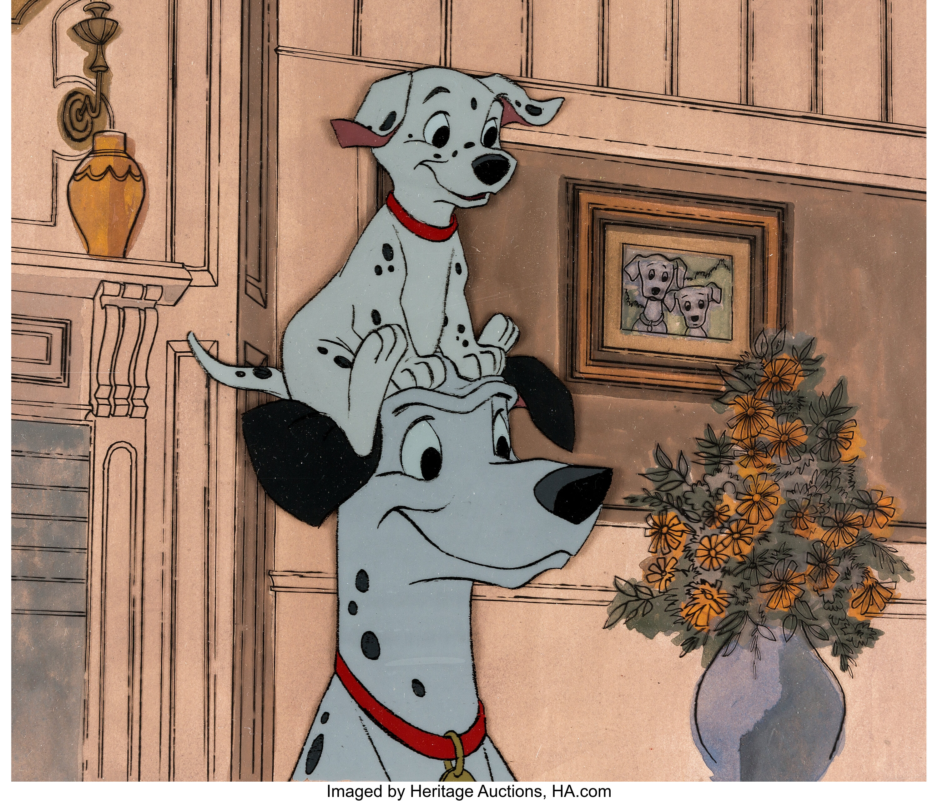 101 Dalmatians Pongo And Puppy Production Cel And Painted Lot 95147