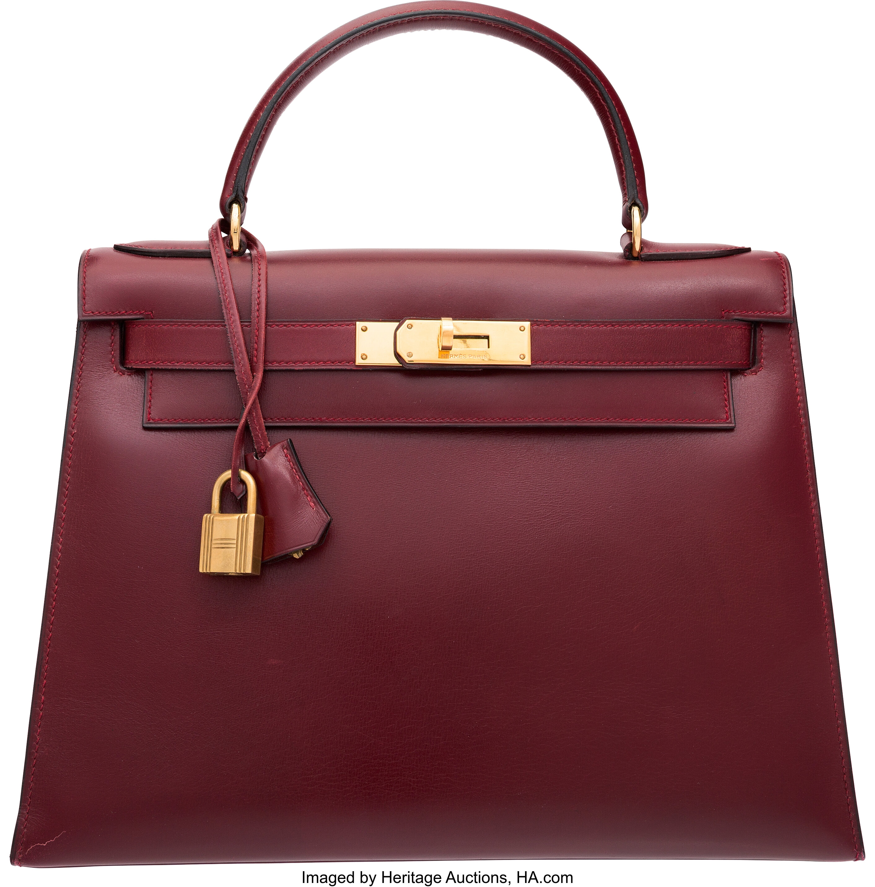 Hermes 28cm Rouge Brique Epsom Leather Retourne Kelly Bag with, Lot #58181