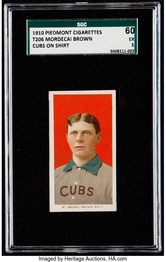 1909 T206 Piedmont MORDECAI BROWN Cubs Shirt PSA 6