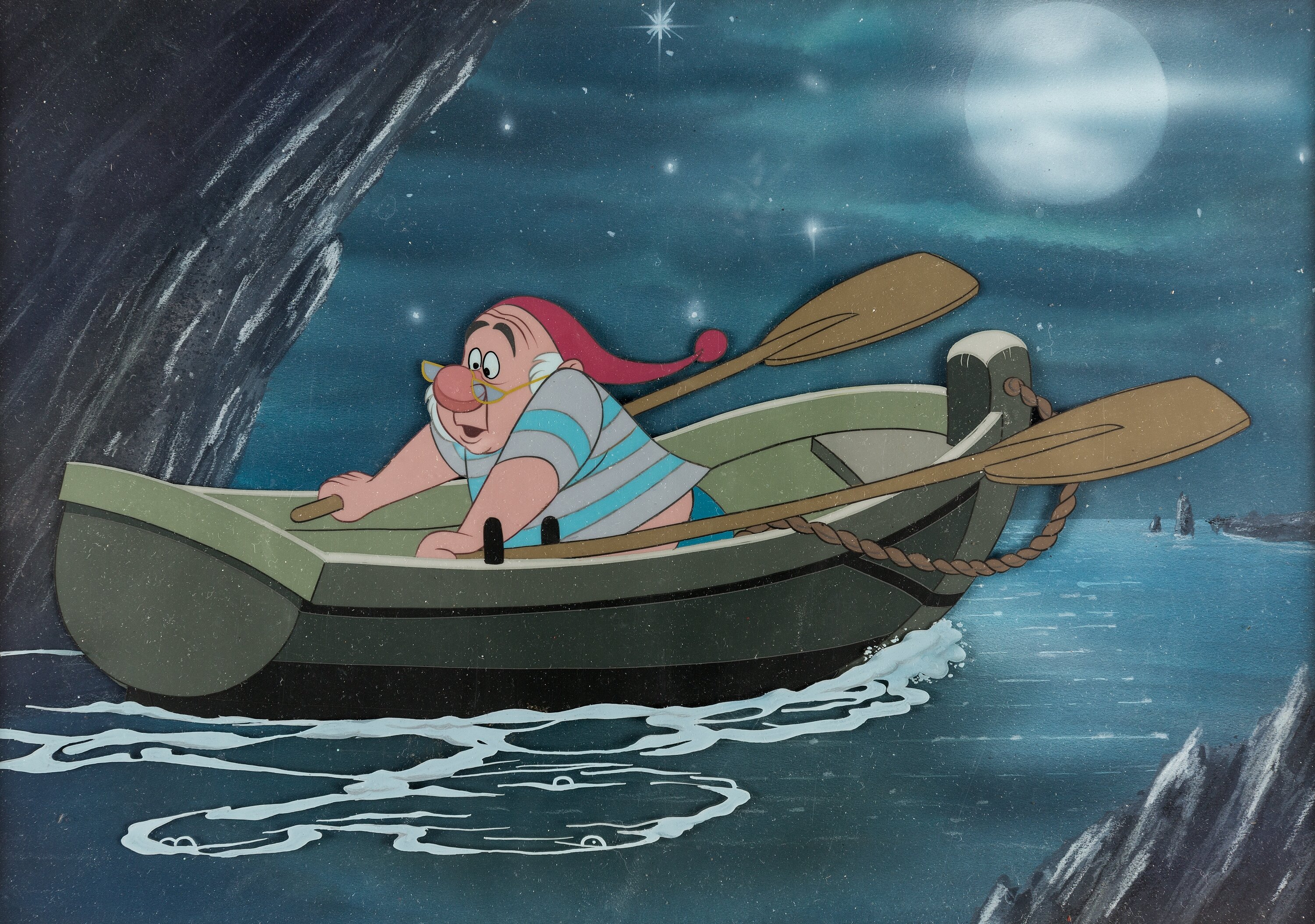 Peter Pan Mr. Smee Production Cel Setup and Painted Background