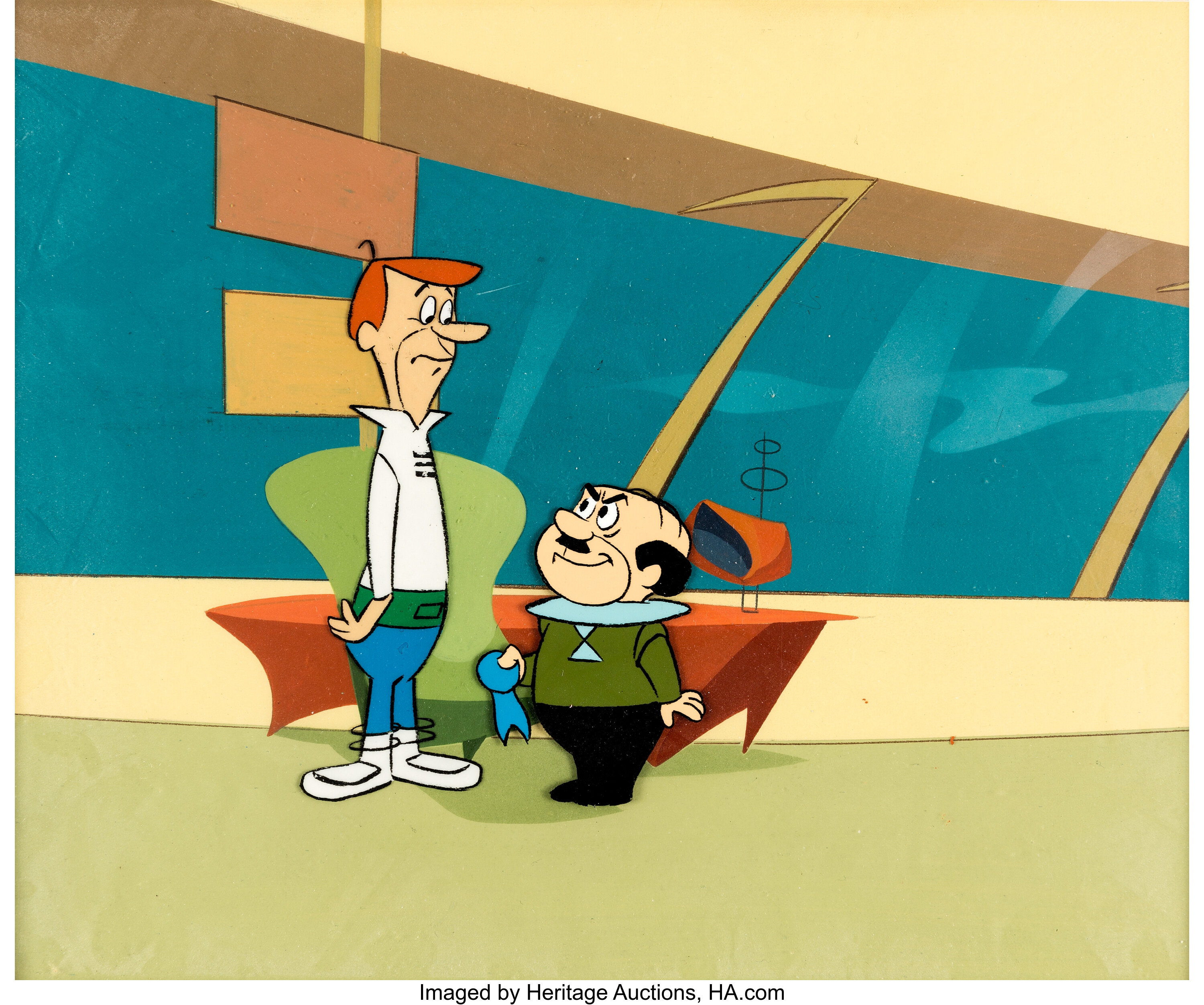 The Jetsons George And Mr Spacely Production Cel Setup With Master