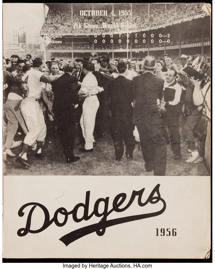 Lot Detail - 1955 Brooklyn Dodgers Yearbook and 1955 World Series