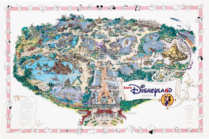 Euro Disneyland Map And Construction Photo Walt Disney 1992