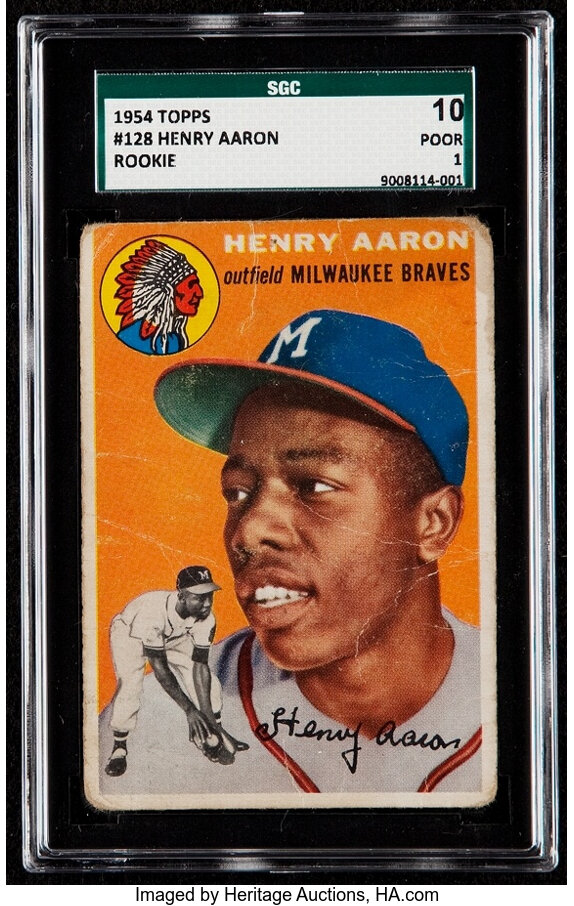 Sold at Auction: One Topps # 1 Hank Aaron baseball card