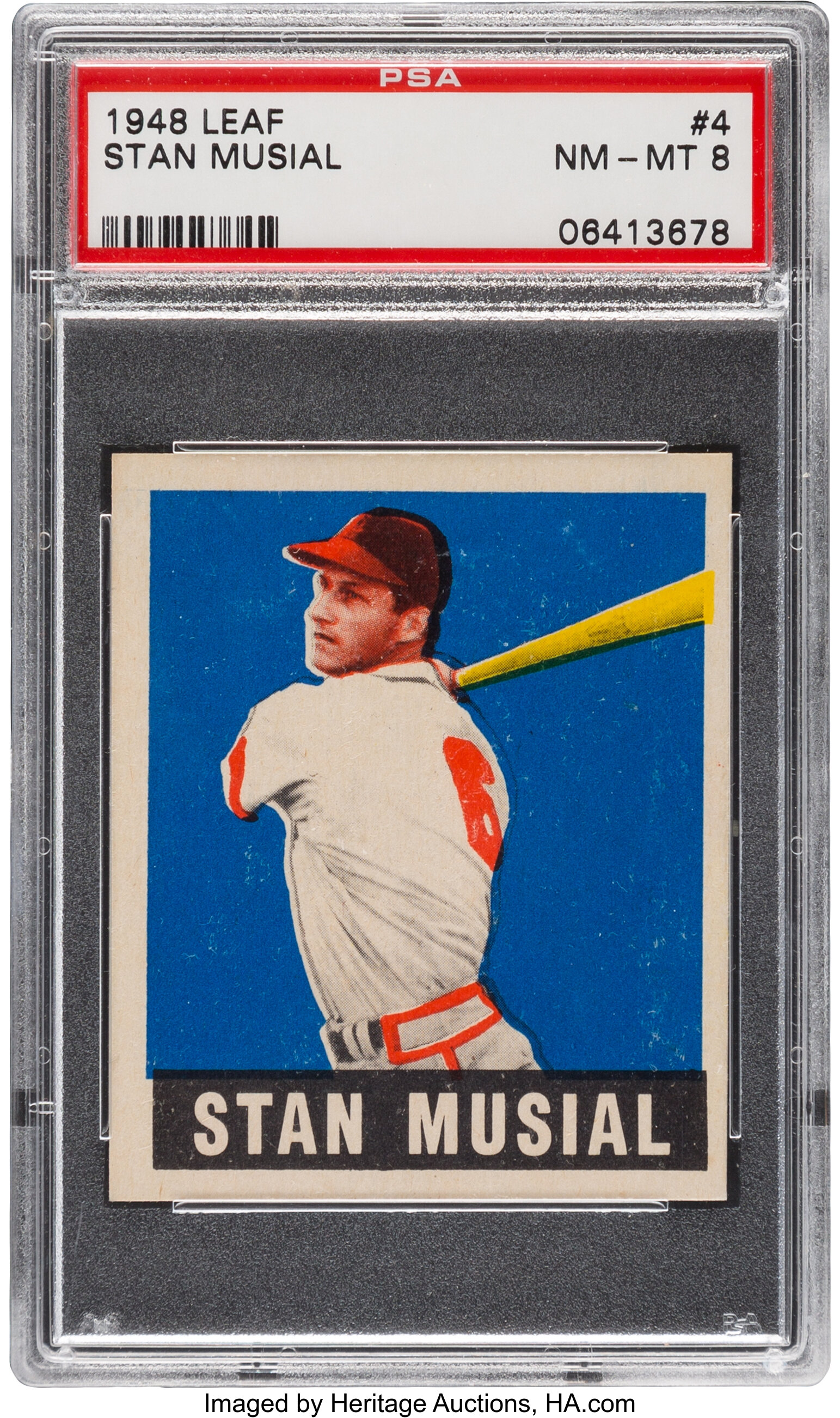 1948 Leaf Stan Musial #4 PSA NM-MT 8. Baseball Cards Singles, Lot  #50312