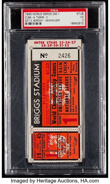 Extremely Scarce 1903 World Series Game Three ticket stub