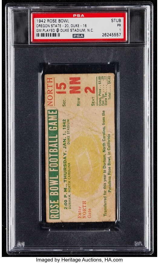 1940 NFL Pro Bowl Ticket Stub PSA Authentic - Packers Vs. All