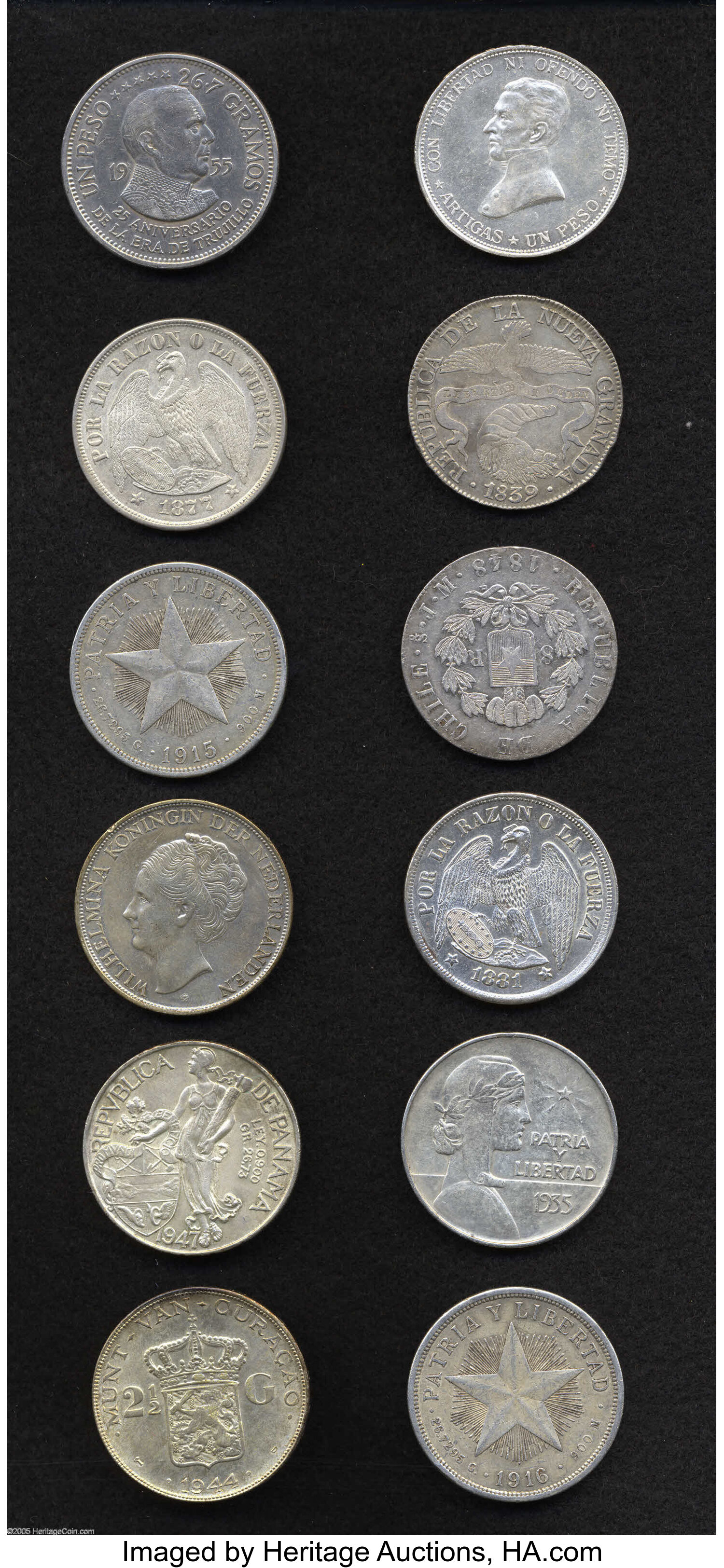 World Lots: Silver Crowns of Latin America, Colombia 8 Reales 1839 ...