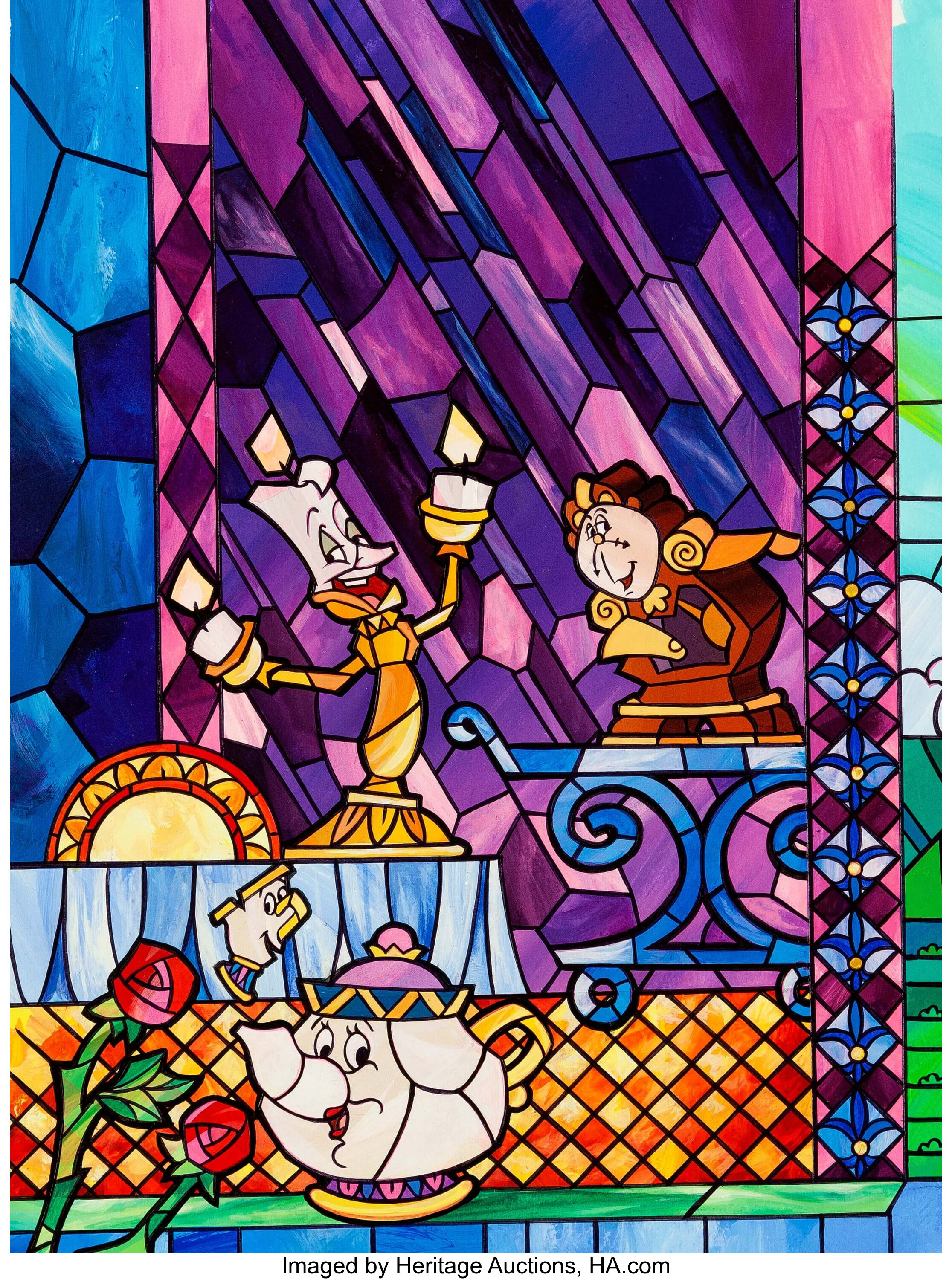 Disney Beauty And The Beast Stained Glass Window Replica Journal New