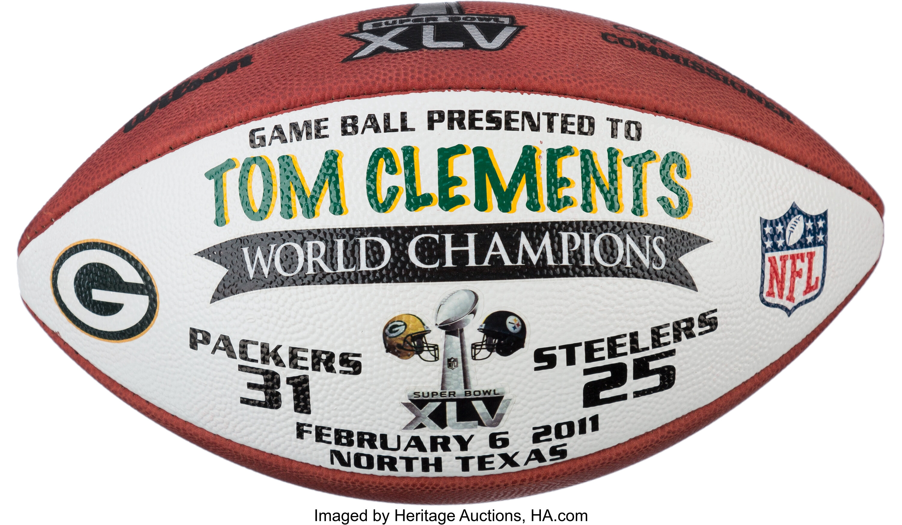 2011 Green Bay Packers Super Bowl XLV Football Presented to