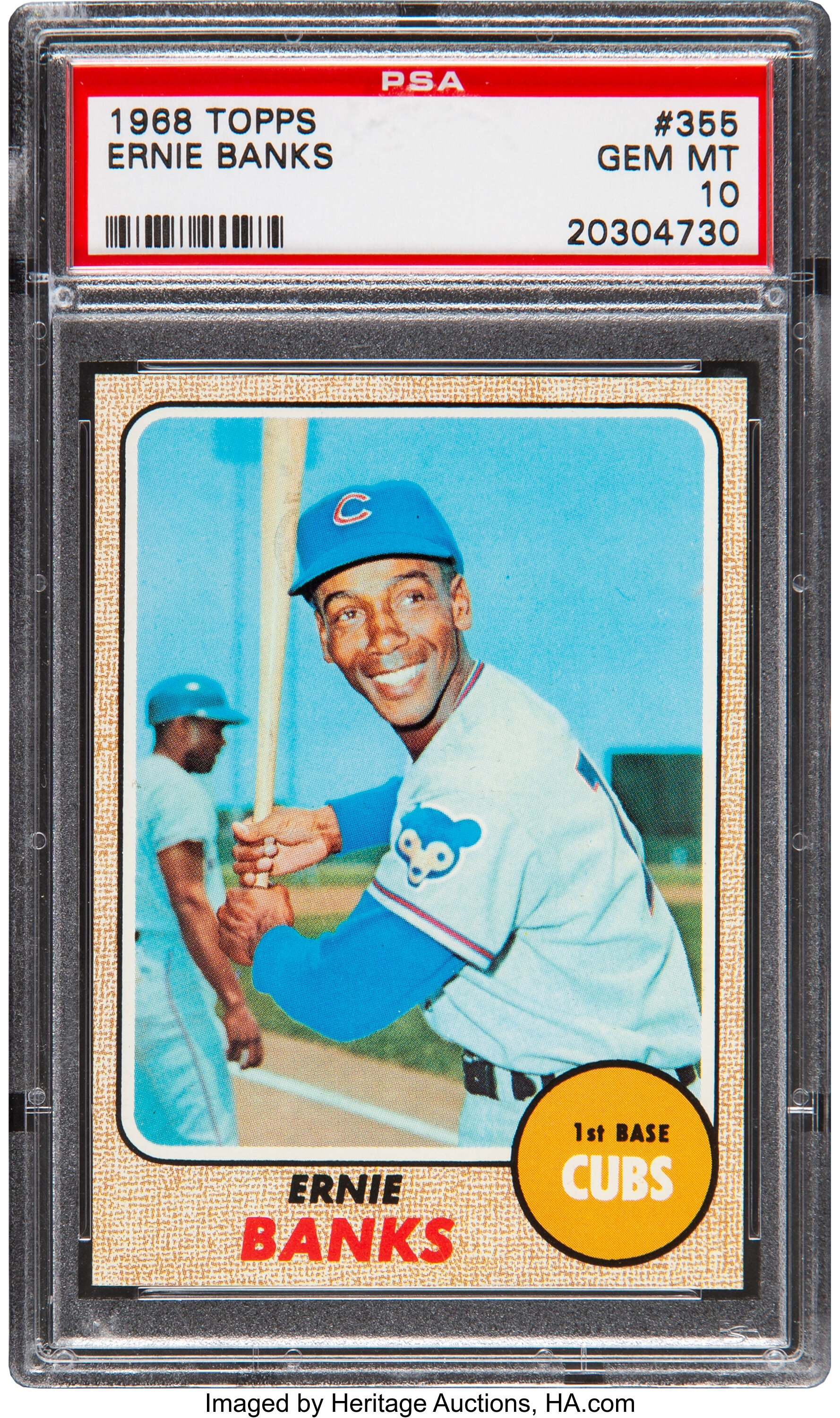 1968 Topps #355 Ernie Banks Chicago Cubs Baseball Card Psa 7 Nm