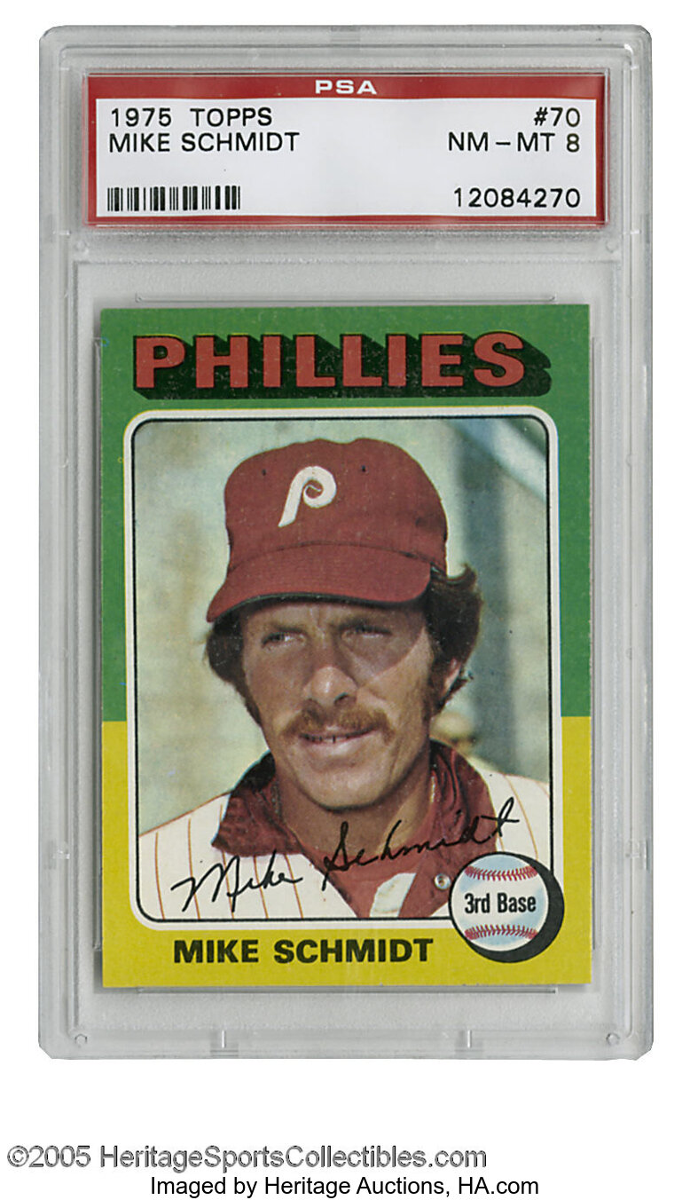 1975 Topps Mike Schmidt #70 PSA NM-MT 8. Strong specimen of this, Lot  #10096