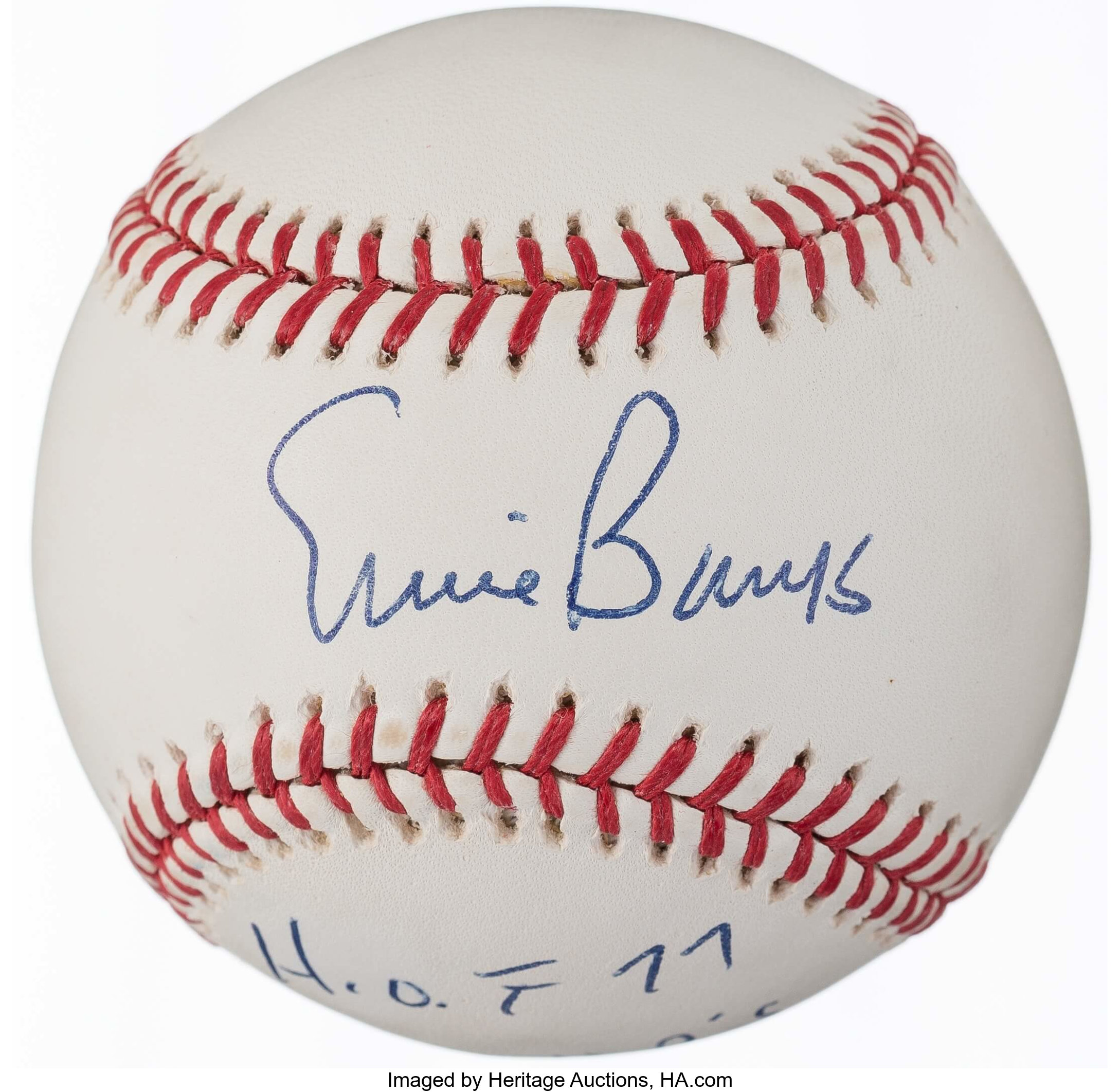 Ernie Banks--autographed official National League baseball