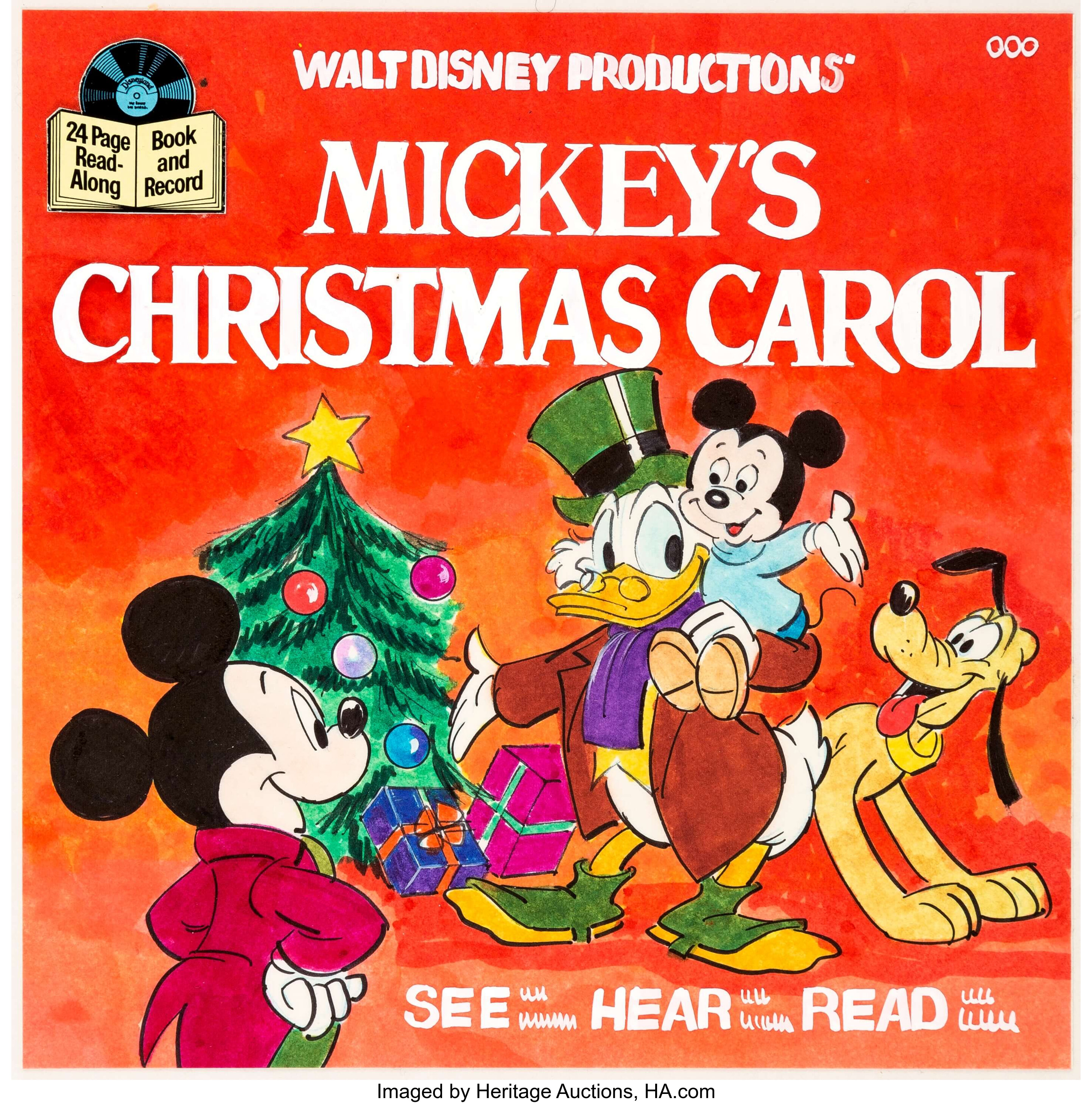 Mickey's Christmas Carol Record Sleeve Mock-Up Art (Walt Disney, | Lot ...