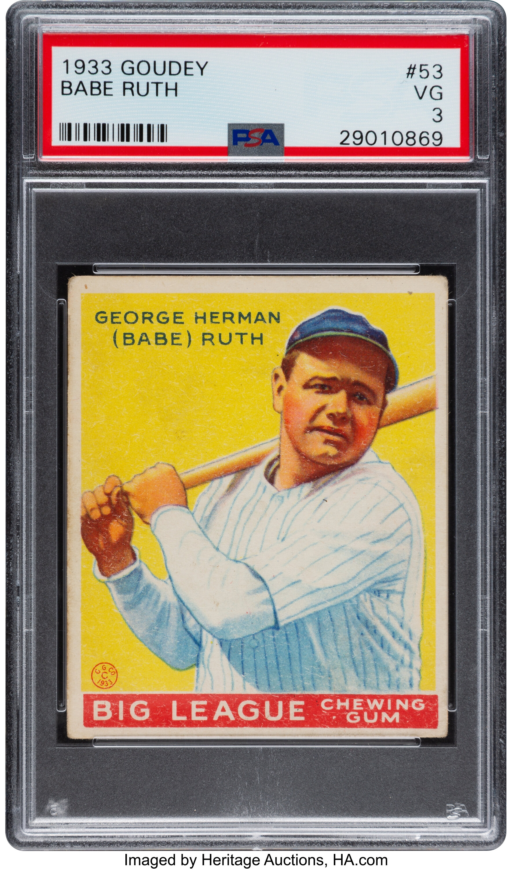 1933 Goudey #53 Babe Ruth PSA 2.5 Graded Baseball Card New York Yankees MLB