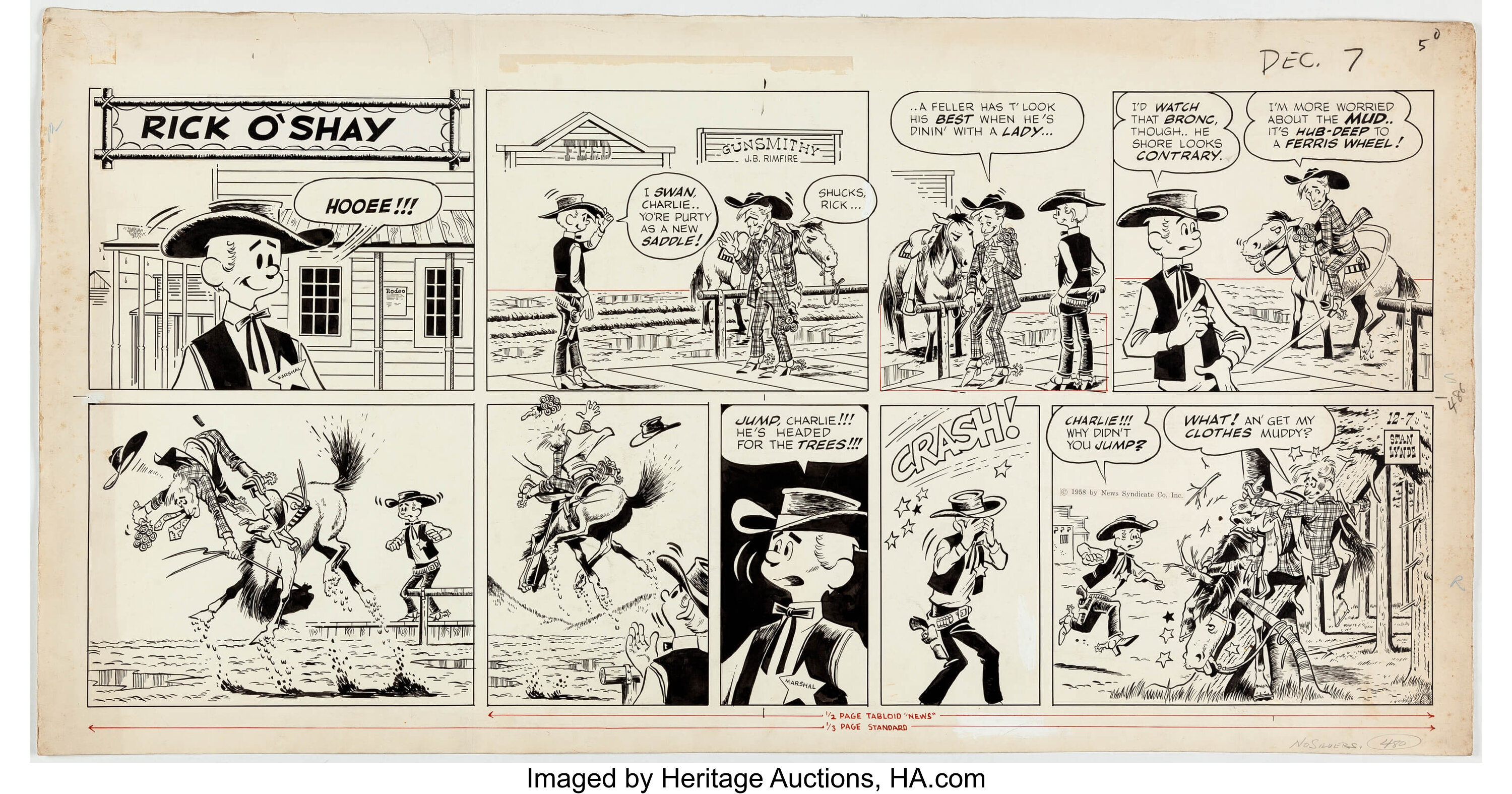 Stan Lynde Rick O'Shay Sunday Comic Strip Original Art, dated | Lot ...