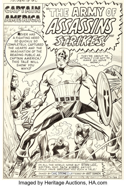 Original Comic Art:Splash Pages, Jack Kirby and Chic Stone Tales of Suspense #60 Splash Page1 Captain America Original Art (...